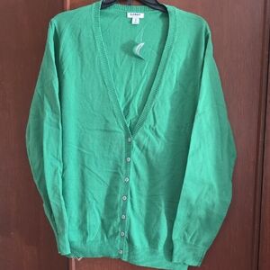 Old Navy Vibrant Green 100% Cotton V Neck Cardigan Nwt Sz Xl